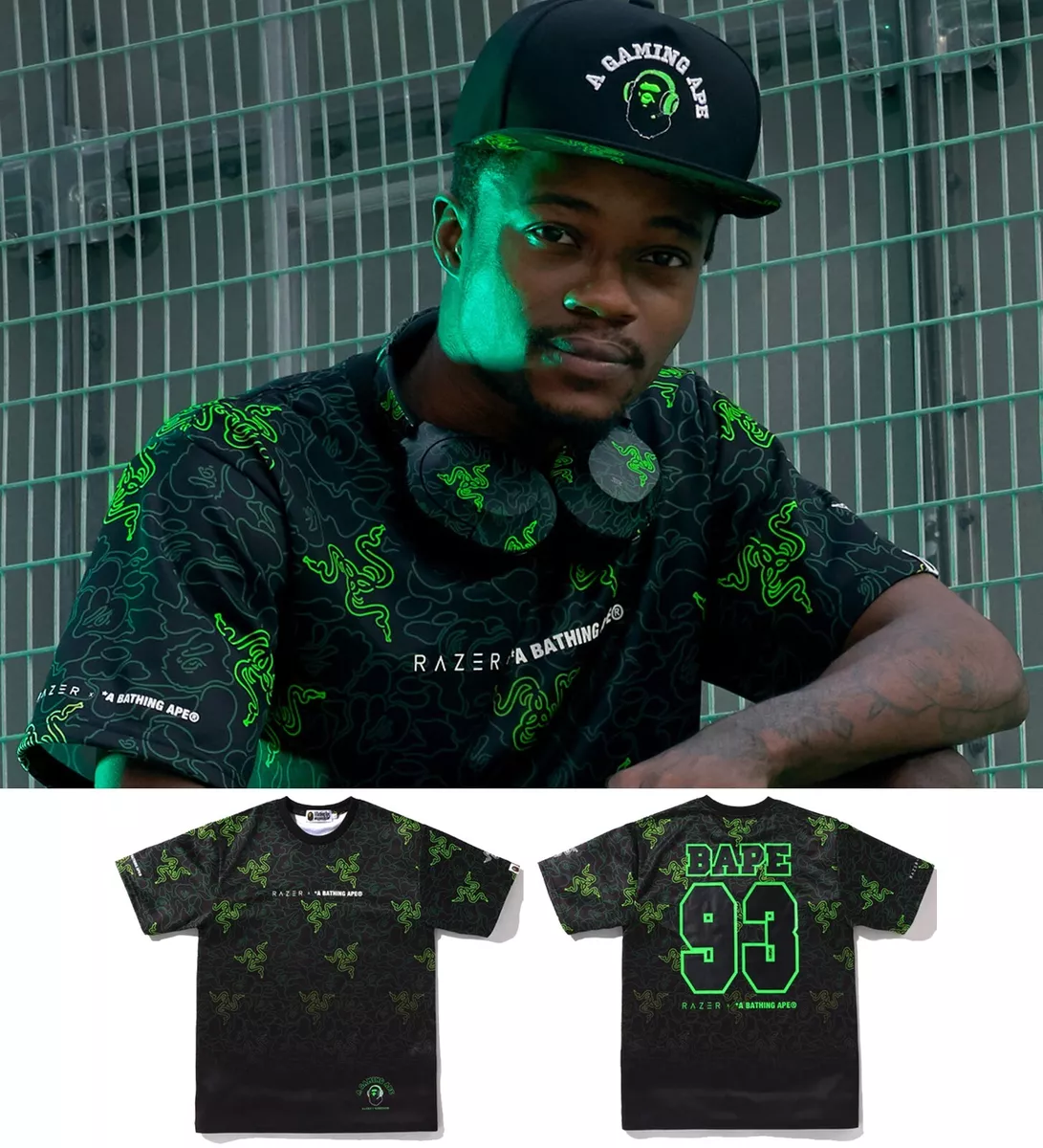 A BATHNIG APE Men's BAPE x RAZER NEON CAMO TEAM TEE Green 1I23109904 New