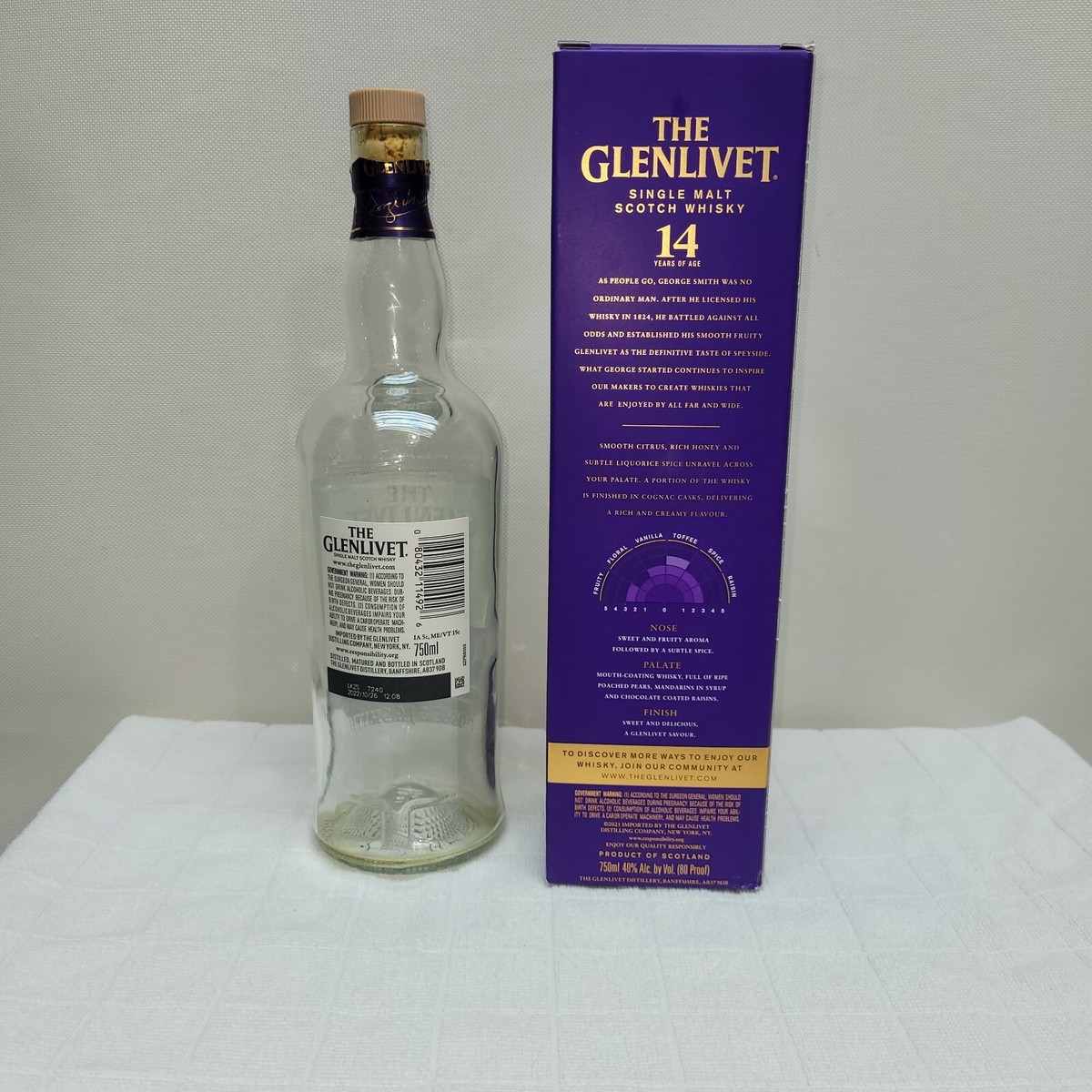 Glenlivet 14-year Single Malt Scotch Whisky Bottle and Box Glenlivet 14-year Single Malt Scotch Whisky Bottle and Box