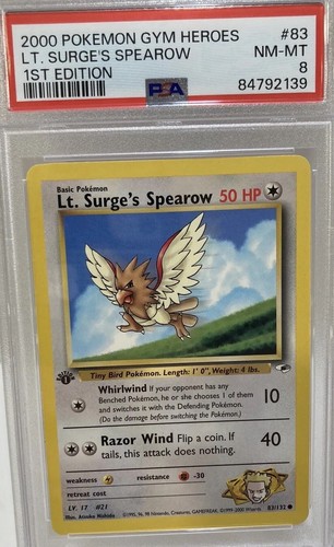Lt. Surge's Spearow (1st Edition) graded PSA 8 for sale on eBay