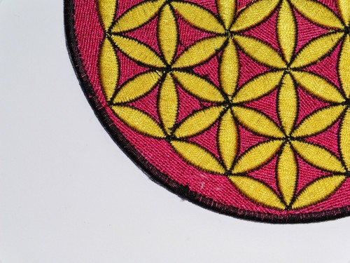 Round Sew On Patch Nepalese Embroidered 15.4cm Flower of Life - Various Colours - Picture 9 of 22