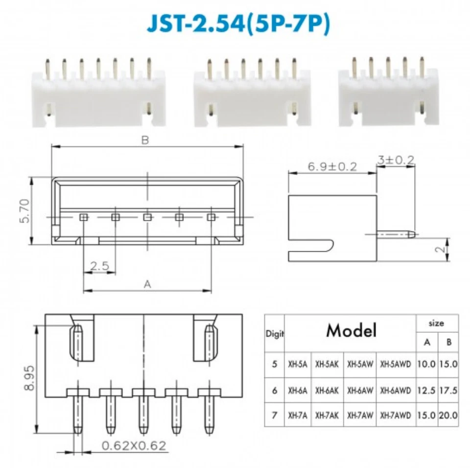✅ 10 Paar 5S 6Pin XH 2.5mm Balancer Mini Stecker Crimp Set Lipo Akku 14,8V RC ✅ - Bild 3 von 4