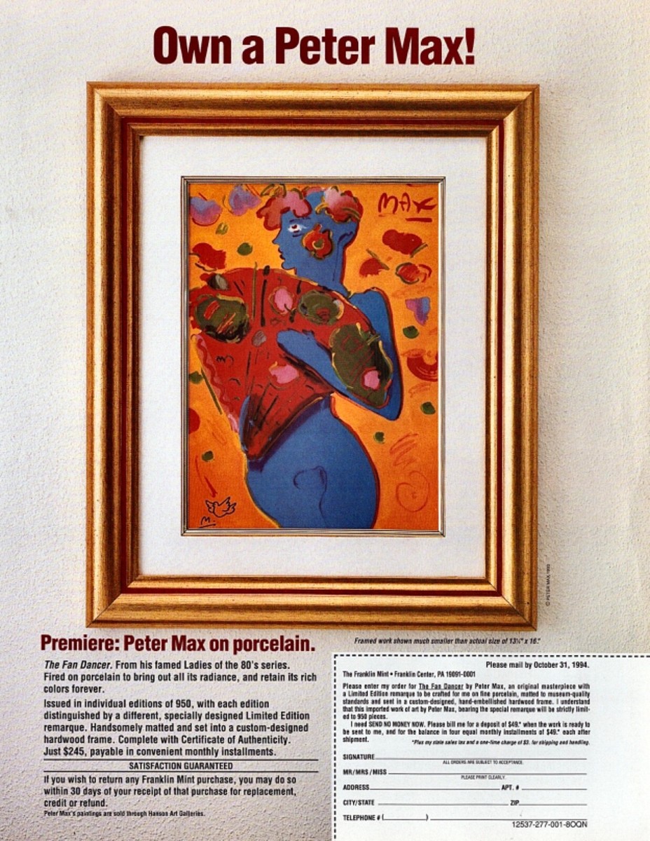 PETER MAX Art Gallery Exhibit ~ The Fan Dancer ~ VINTAGE PRINT AD