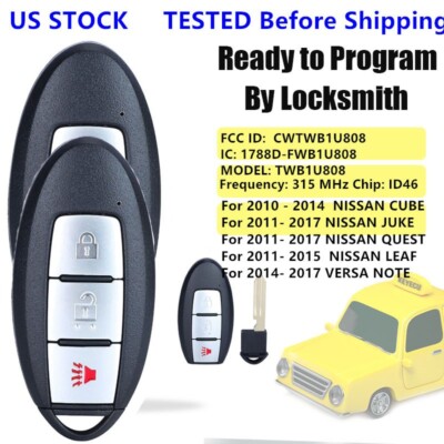 2 X FOR NISSAN CUBE JUKE QUEST CWTWB1U808 SMART KEY PRO REMOTE FOB TRANSMITTER