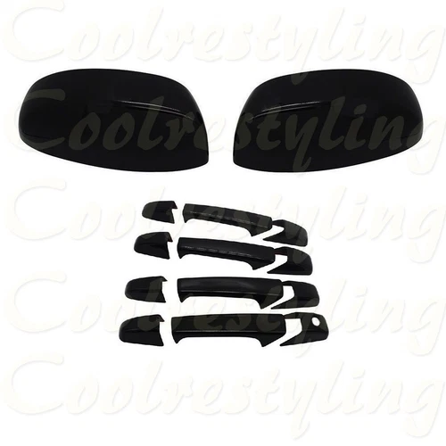 FOR 07-11 12 13 CHEVY SILVERADO GMC Sierra 4 DOOR HANDLE+TOP MIRROR Black COVER