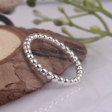 Dainty Minimalist Dotted Band Ring 925 Sterling Silver Casual Stacking Ring