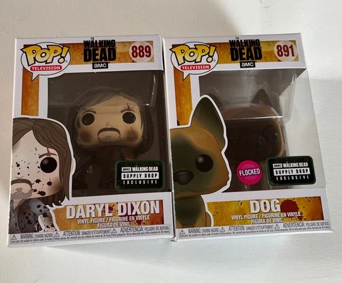 Funko Pop Lot: The Walking Dead - Daryl Dixon 889 Dog Flocked 891 Supply Drop