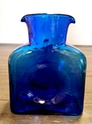 Blenko Glass Double Spout Water Bottle Cobalt Azure Blue #384 8 inch