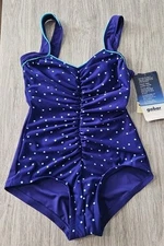 Gabar Classic Dot Girl Leg One Piece Swimsuit Polka Dot Blue Size 10 NWT 