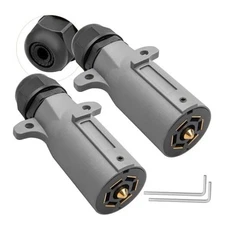 Oyviny RV 7 Pin Trailer Plug with IP68 Waterproof Seal 2PCS, Detachable 7 Way 