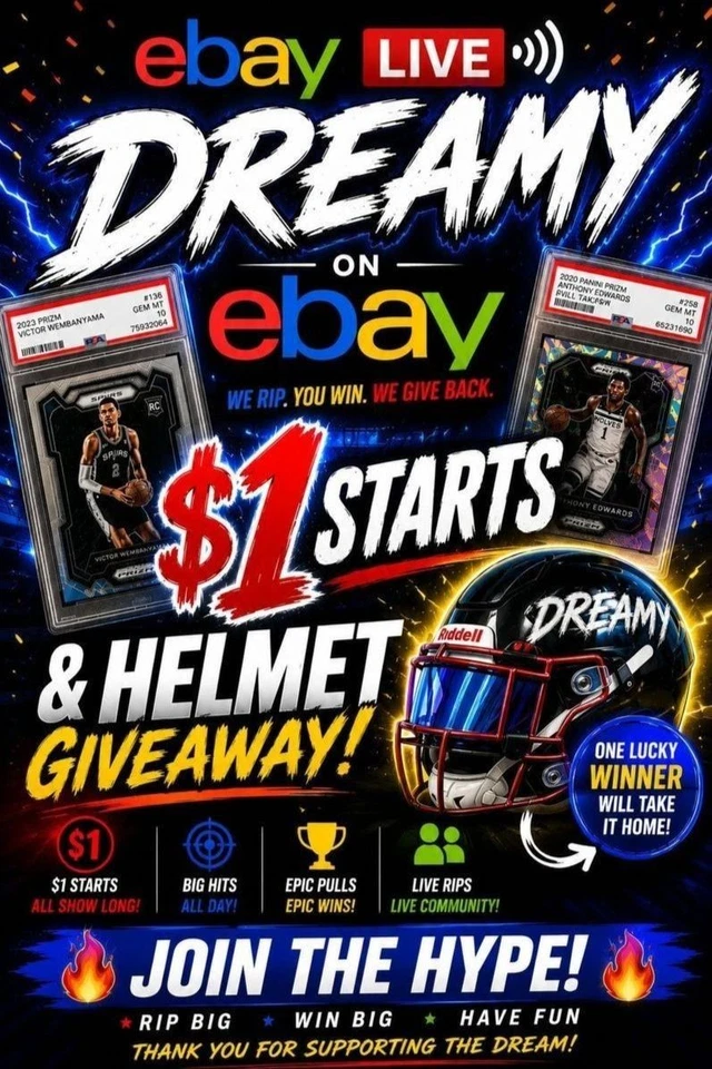 $1 Starts & Helmet Giveaway with DREAMY on eBay 🔥