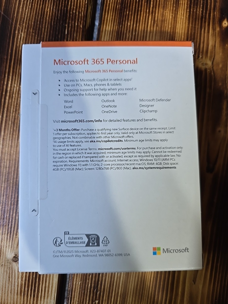Microsoft Office 365 Personal Edition with 1 Year Subscription New