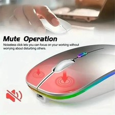 2.4GHz Wireless Optical Mouse USB Rechargeable RGB Cordless Mice For PC computer