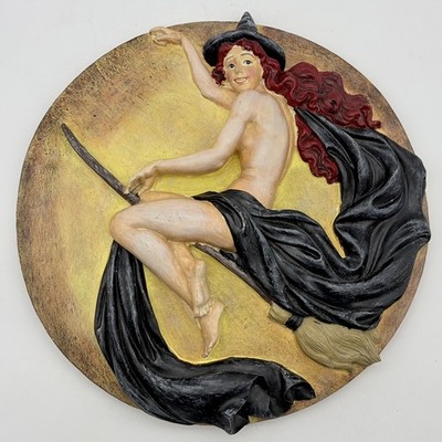 Design Toscano Witch s Midnight Ride Wall Plaque Hanging Sculpture 12 3/8  Wide