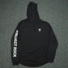 Under Armour Hoodie Mens Large Black Project Rock Sweatshirt Pullover Graphic