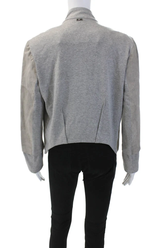 Chaqueta VPL Mujer Manga Larga Frente Abierto Lino Claro Gris Talla 6 Foto 3 de 4