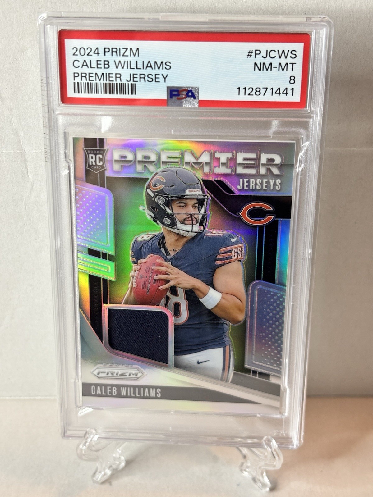 2024 Prizm Premier Jersey Caleb Williams RC PSA 8