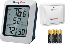 Temppro TP60 Wireless Indoor Outdoor Thermometer Hygrometer with Large LCD Displ