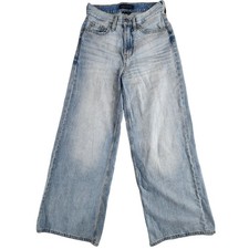 Aeropostale Jeans High Rise Super Wide Leg Womens 0 Regular Light Wash Baggy