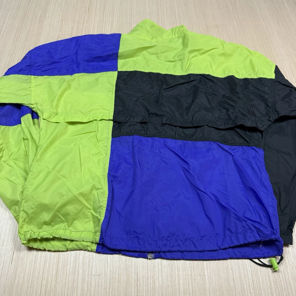 Vintage 90s Hind Running Windbreaker Jacket Colorblock Neon Men’s XL - Image 4 of 4