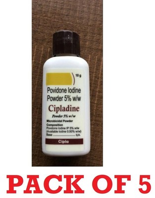 Pack of 5 Cipladine Powder 10g bottle | Antiseptic for Minor Wounds |