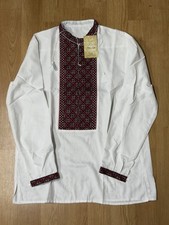 Ukrainian Hand Embroidered shirt for men Vyshyvanka L/XL Zipper New Unique