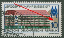 DDR 1977 Leipziger Fr&uuml;hjahrsmesse mit Plattenfehler 2208 F 4 mit Sonderstempel