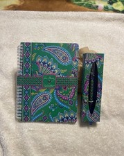 Vera Bradley Emerald Paisley Mini Notebook and Ballpoint Pen set NWT