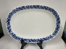 MCM Thomas Rosenthal Blue White Oval Serving Platter 13 3/8” X 9 1/2”