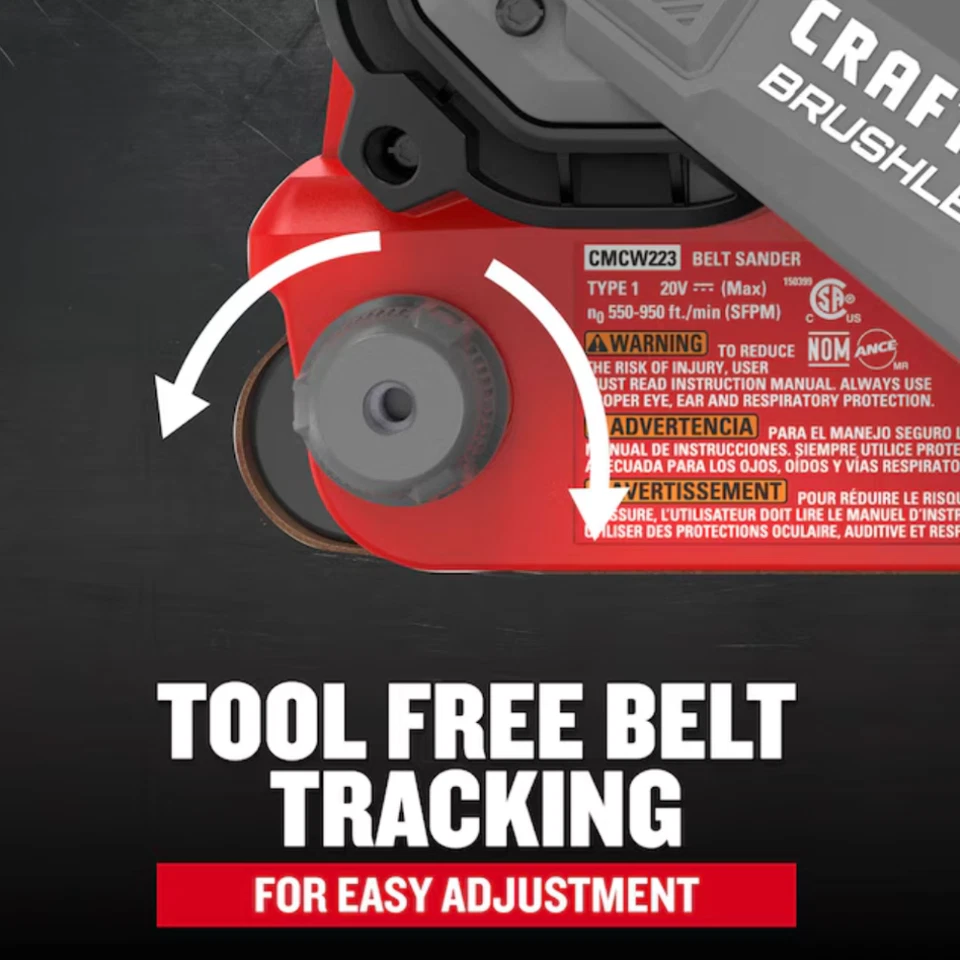 Lijadora inalámbrica de correa de velocidad variable sin escobillas CRAFTSMAN V20 RP 20 voltios con polvo Foto 3 de 4