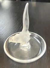 Lalique France Crystal Pheasant Figurine Ring Holder Trinket Dish Signed
