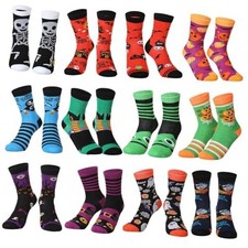 12 Pairs Kids Halloween Socks Novelty Socks Cotton Crew Socks for 9-14 Years