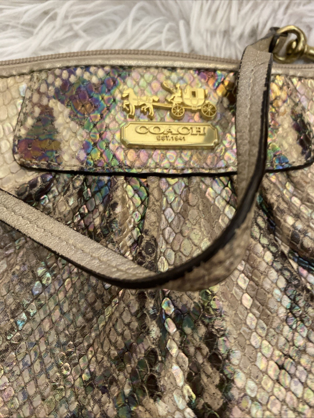 Coach Iridescent Wristlet Python Vintage Large Wr… - image 5