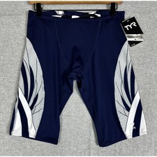TYR Phoenix Splice Jammer Swim Shorts Tight 36 Navy White New Durafast Elite