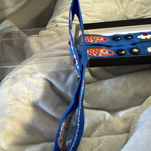 Vivid Blue Luggage Tags 3 Pack NIB Coffee/Cupcakes Theme Durable Nylon/2 Snaps - Picture 11 of 11