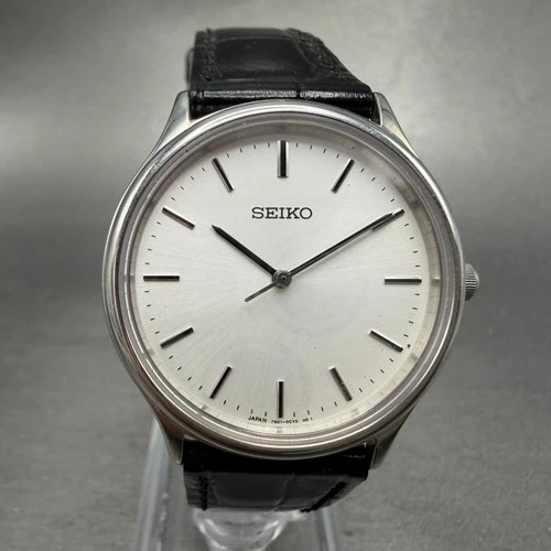 Seiko Watch Men 33mm Silver Dial Silver Tone Round 7n01-0bd0 New Battery Vintage