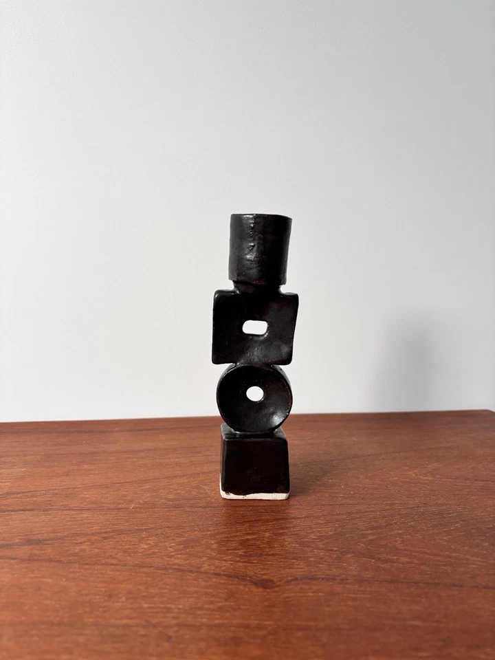 Studio Pottery Candleholder Brutalist Vintage Signed Excellent - Image 3 of 4