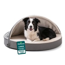 FurHaven Round Orthopedic Dog Bed for Large Dogs, Egg Crate with Large, Gray