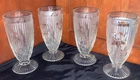 Jeannette Iris & Herringbone Clear Footed Tumbler Depression Glass Set of 4