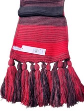 NWT Calvin Klein Unisex Red/Black Chunky Knit Fringe-Trim Scarf One Size