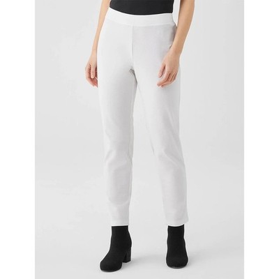 NWT Eileen Fisher Plus 3X Cremeweiß Waschbare Stretch-Crêpe Slim Ankle-Hosen