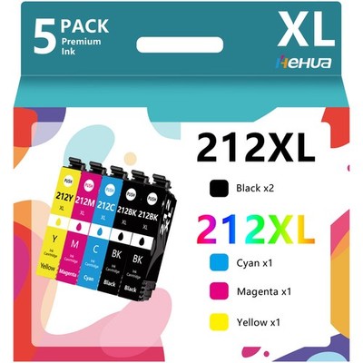 5PK 212XL T212 Ink Cartridges For Epson Workforce XP-4100/4105 WF2830/2850