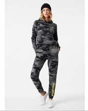Hollister Womens Jogger Sweatpants Camo Fleece Casual Spellout Pants XS