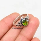Solid 925 Sterling Silver Ring, Peridot Gemstone Ring, Handmade Ring,  All Size