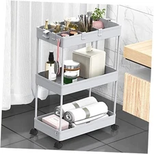  3 Tier Rolling Cart with Wheels, Storage Craft Art Trolley Organizer Grey