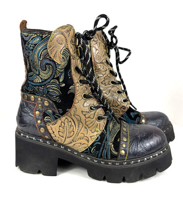 L'ARTISTE Severe-Charm Boots Embroidered Floral Size36 (5.5-6 US)