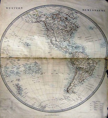 Antique Print *0656 C1868 Map Western Hemisphere America Canada New Zealand