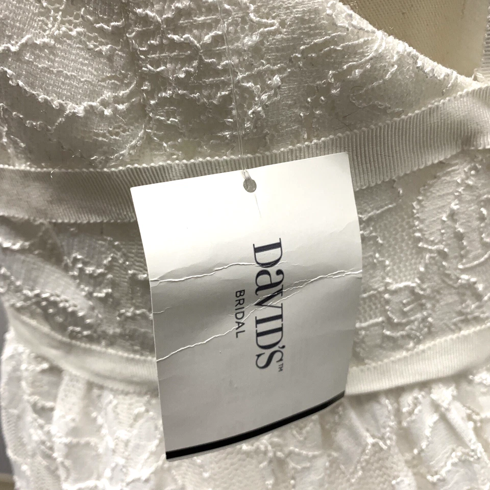 Melissa Sweet MS161213 Stretch Lace Spaghetti Wedding Dress Empire White Sz 12 - Image 4 of 4