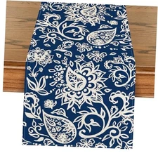  Floral Paisley Table Runner, Seasonal Spring 13" x 72", Table Runner Blue