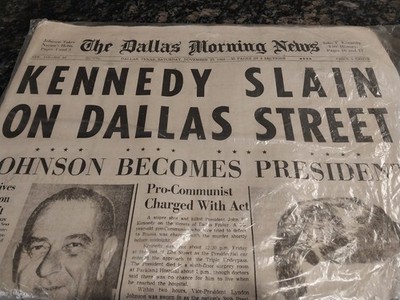 The real deal/full paper.  Dallas Morning News from day after Kennedy was shot