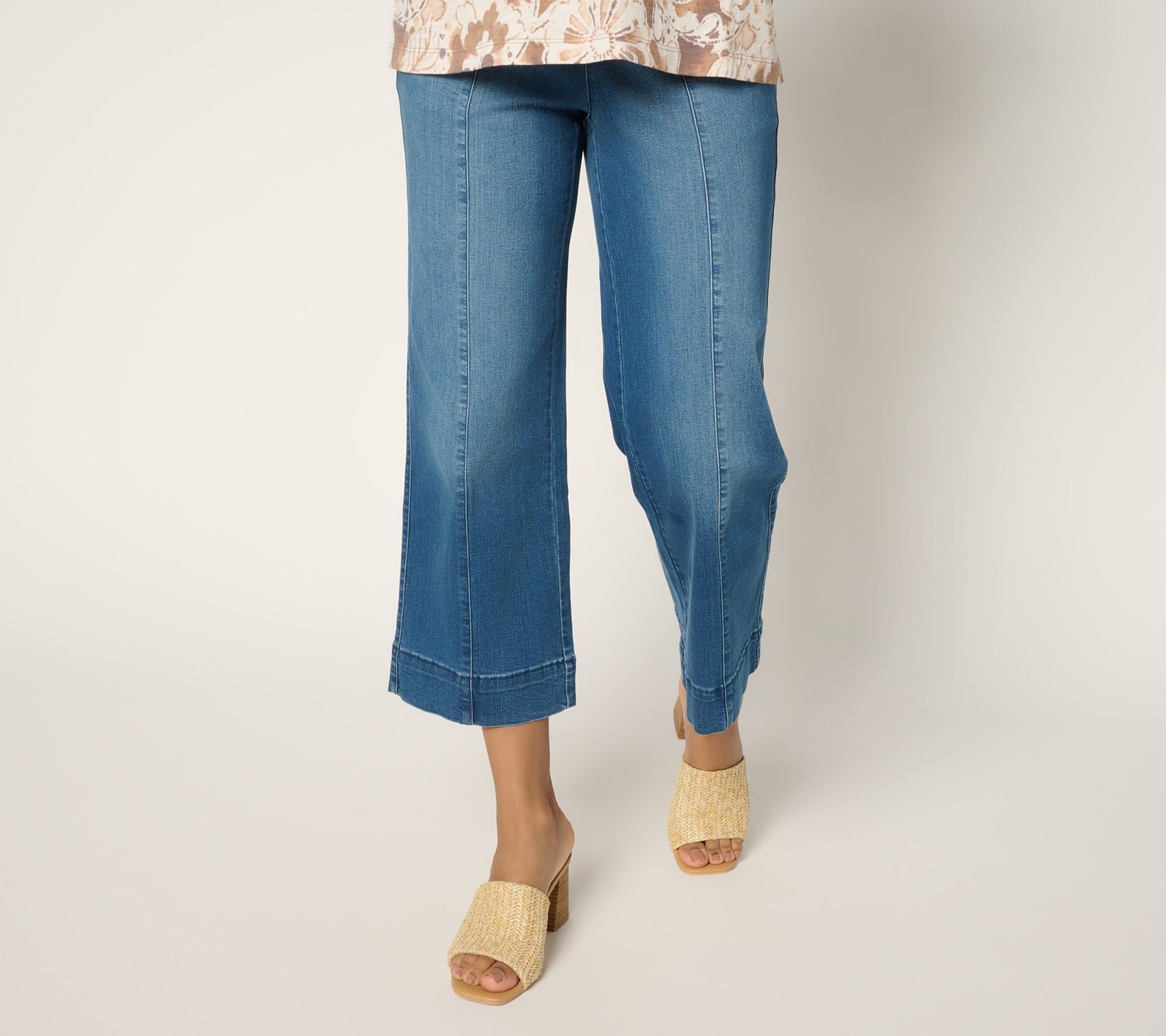 Belle by Kim Gravel Women's Pants Sz 4 Tall TripleLuxe Denim Cropped Blue